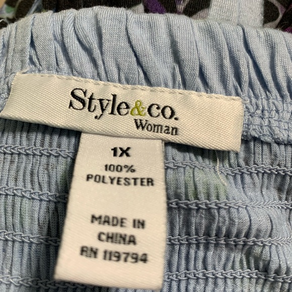 Style & Co., size 1X, light blue with black and a lot of other colors - Picture 3 of 4